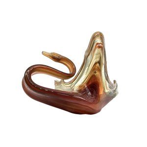 Vintage Glass Sculpture Art Glass Swan Bowl Planter Vase Unmarked